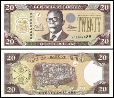 Снимка за обява „🇱🇷 Банкнота Либерия 2003 20 долара UNC нова 🇱🇷“