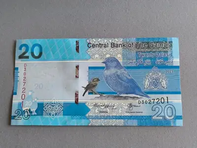 Снимка за обява „Банкнота - Гамбия - 20 даласи UNC | 2023г.“