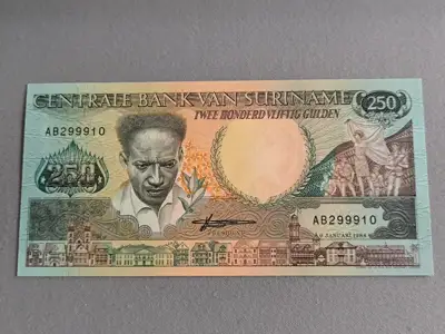 Снимка за обява „Банкнота - Суринам - 250 гулдена UNC | 1988г.“