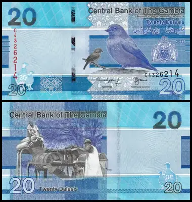 Снимка за обява „🇬🇲 Банкнота Гамбия 2023 20 даласи UNC нова 🇬🇲“