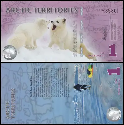 Снимка за обява „⭐ Банкнота Арктически Територии 2012 1 долар полимер UNC нова ⭐“